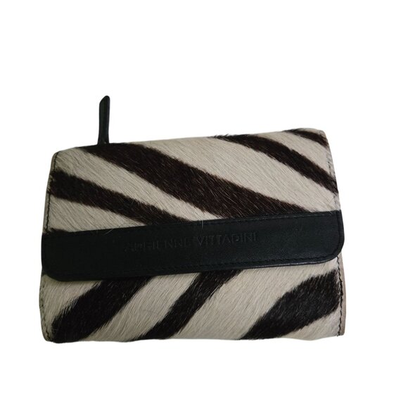 Adrienne Vittadini Faux Zebra Leather Wallet Snap Closure - Picture 1 of 6